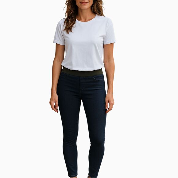 Ann Taylor Loft Womens Jeggings Blue Pants Pull On Elastic Waist Stretch‎ Medium - Picture 1 of 9